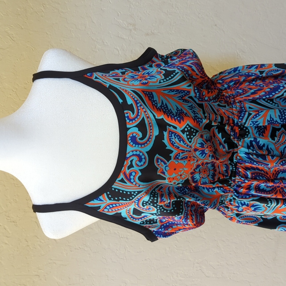 Marciano Marrakesh Paisley Print Black Blue Mini Dress Size Large - Picture 4 of 11